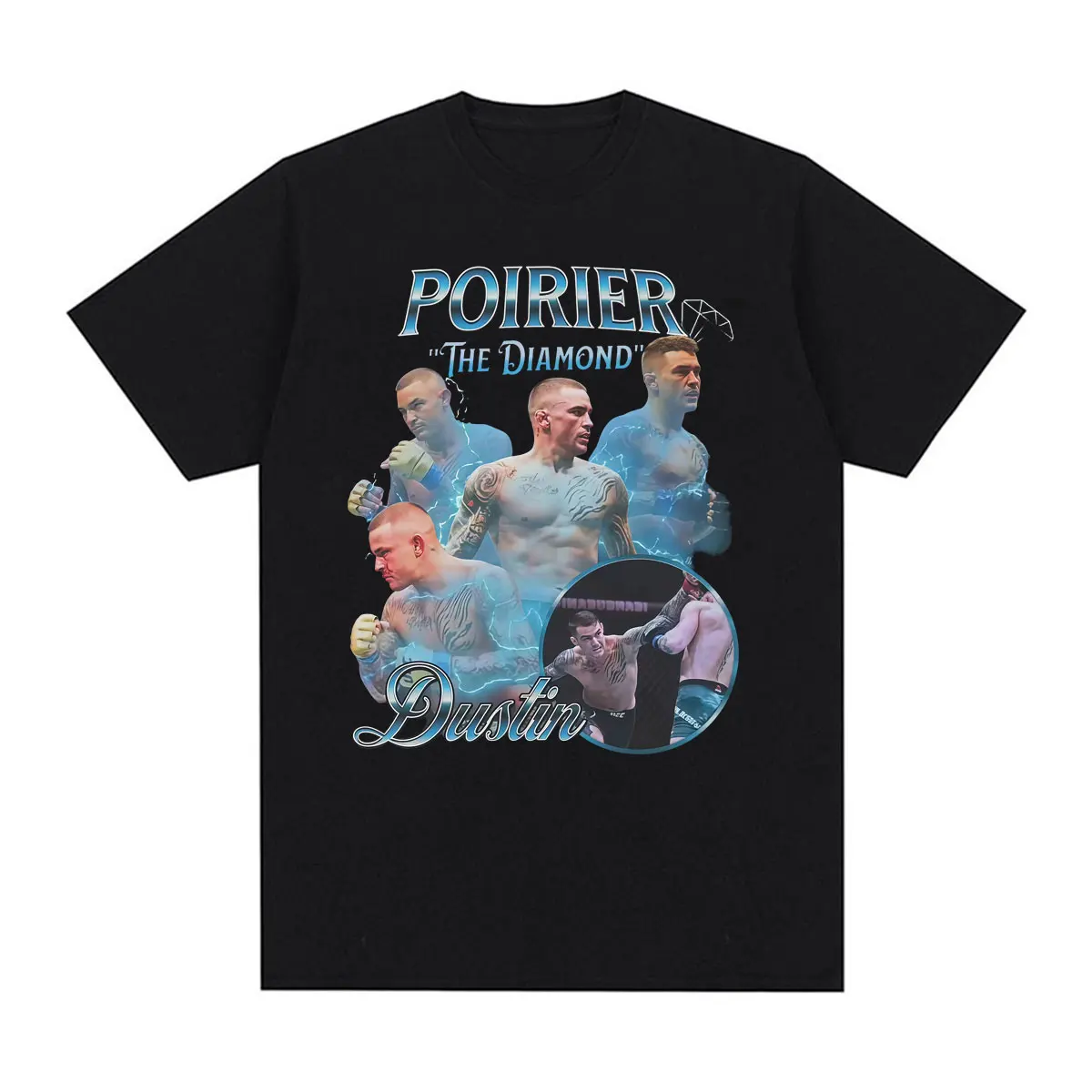 Dustin Poirier The Diamond 90s Retro Graphics T-shirt Men's Clothes Fashion High Street T Shirts Casual Cotton Oversized T Shirt