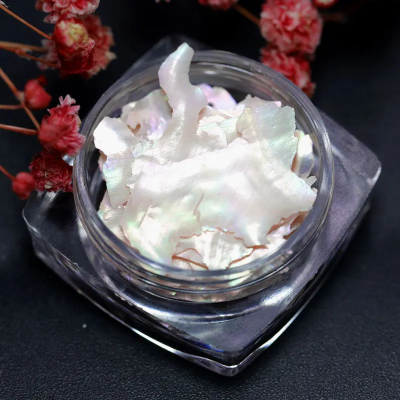 Ultra-Thin Mother of Pearl Shell Flakes – Iridescent Genuine Abalone Pieces for Nail Art, Mermaid Seashell Decor, DIY Manicure