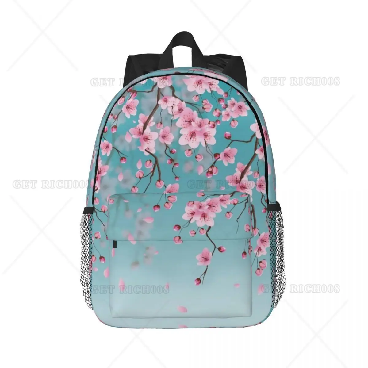 Sakura Blue Pink Travel Laptop Backpack 15 Inch Large Computer Backpack Water-Repellent Daypack