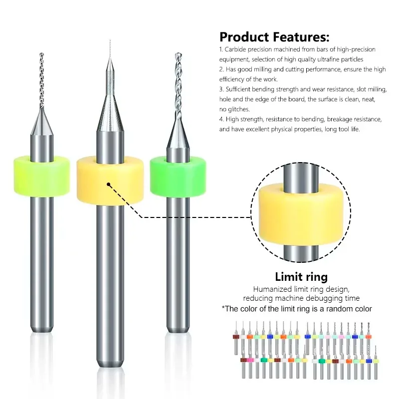 PCB Drill Bits 10pcs 0.1-3.0mm Print Circuit Board Drill Bits Carbide Micro Drill Bits CNC PCB Twist Dril CNC Drilling Bit Set