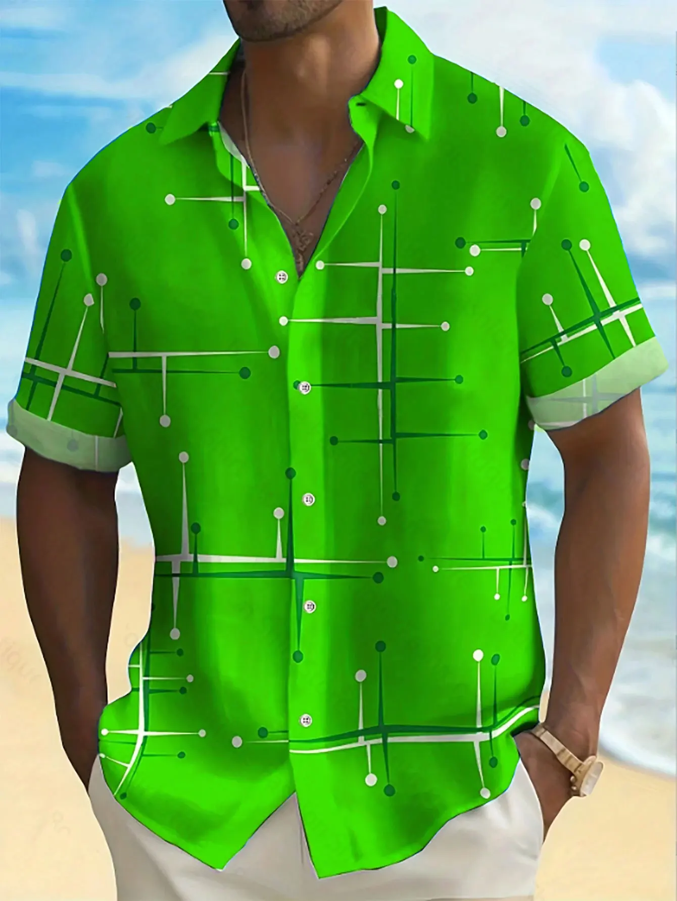 Summer men\'s new 11-color 3D high-definition pattern short-sleeved shirt Hawaiian holiday leisure large size XS-6XL