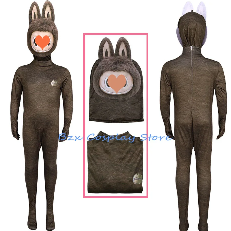 

Monsters BUBU Cosplay Anime Blind Box Brown Lazy Yoga Kids Adult BUBU Jumpsuits Mask Set Halloween Party Costume bodysuit