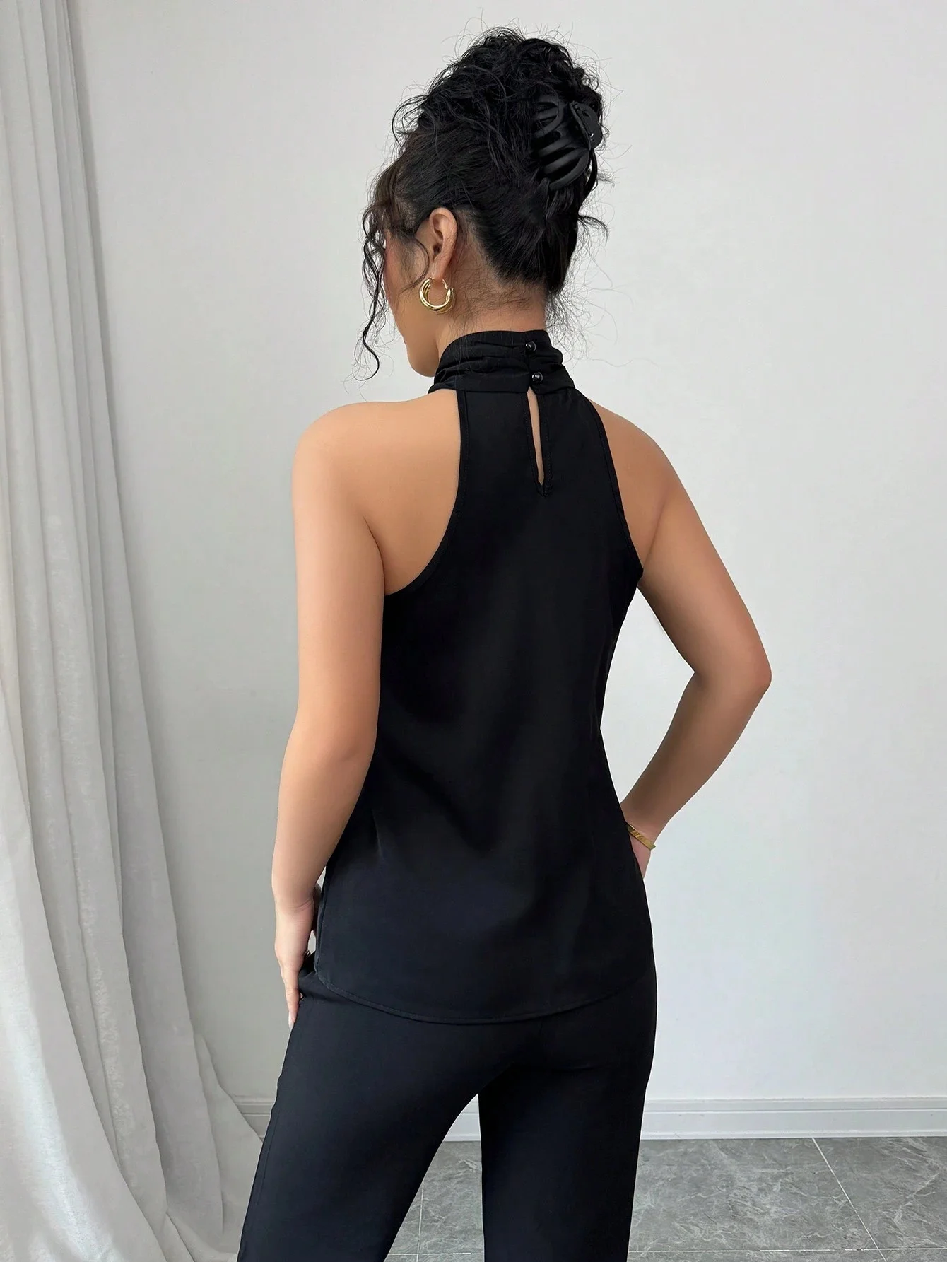 Women's Tank Top Summer Korean-Style Minimalist Solid Color Twist-Knit Sleeveless Round Neck Off-Shoulder Slim-Fit Date Top