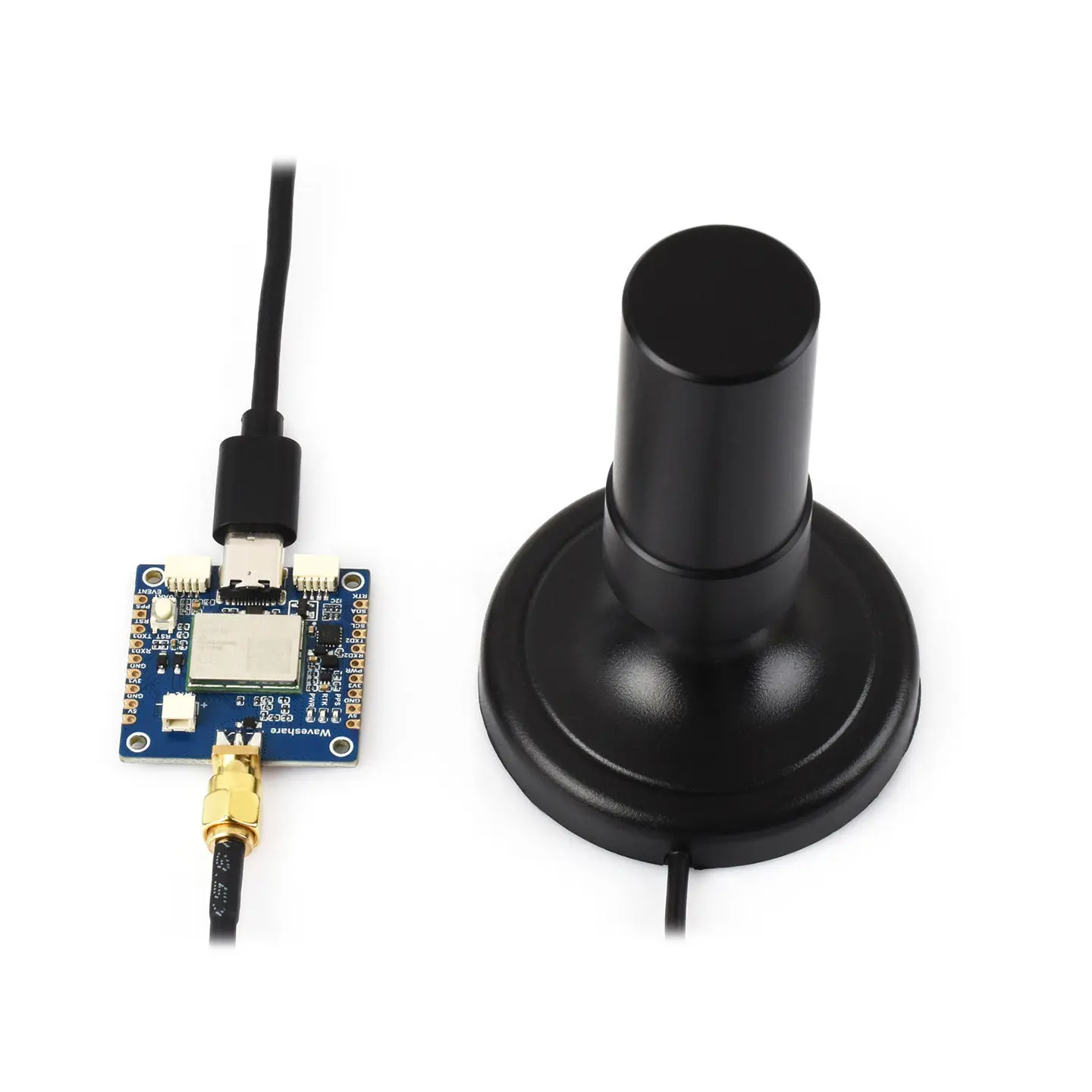 Waveshare GNSS L1+L2+L5 Multi-GNSS Multi-Band 4-Wire Helical Active Positioning Antenna, SMA Inner Pin Interface