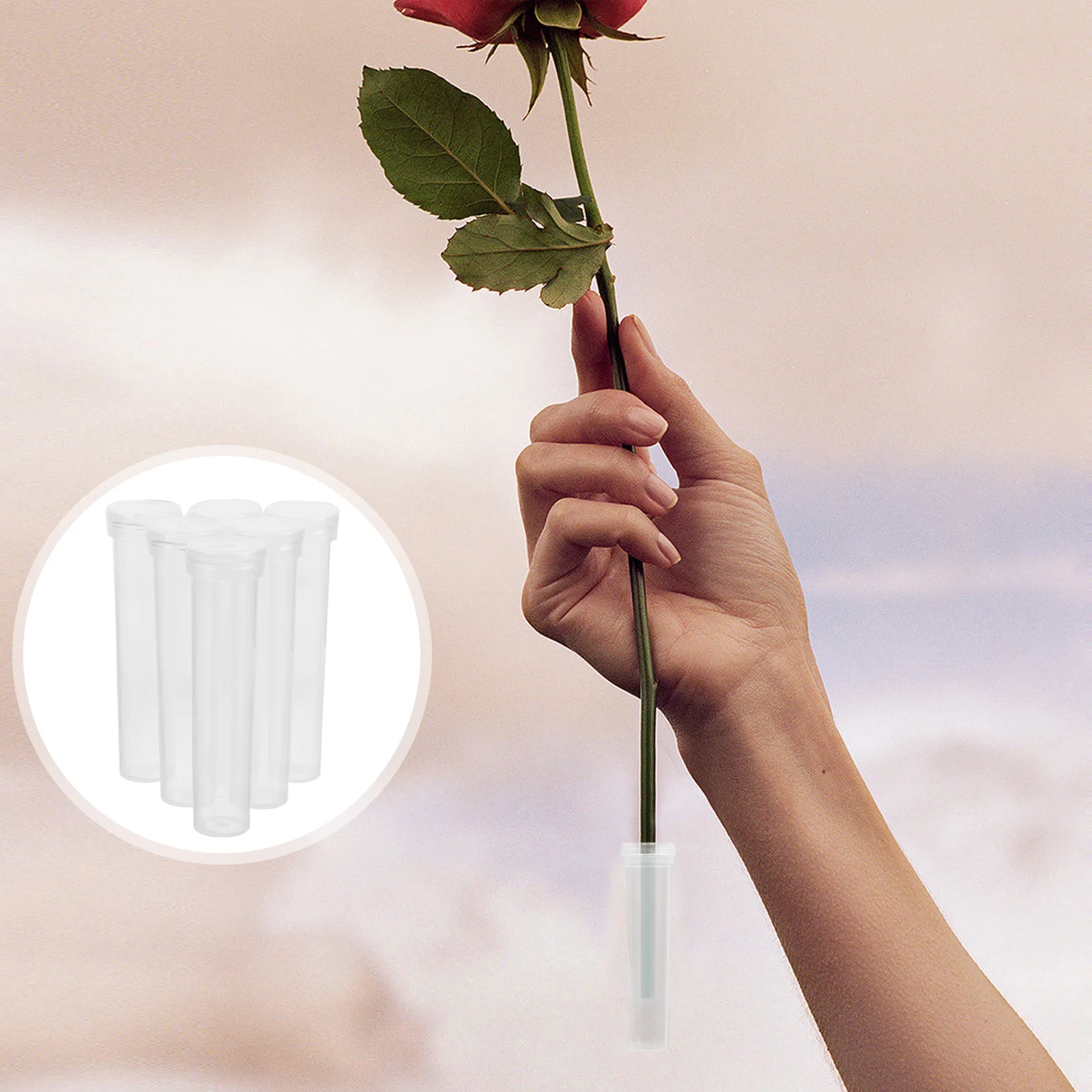 

100pcs Floral Water Tubes Clear Plastic Flower Stems Holder With Caps For Freshness Portable Travel Hydration Transparent Test