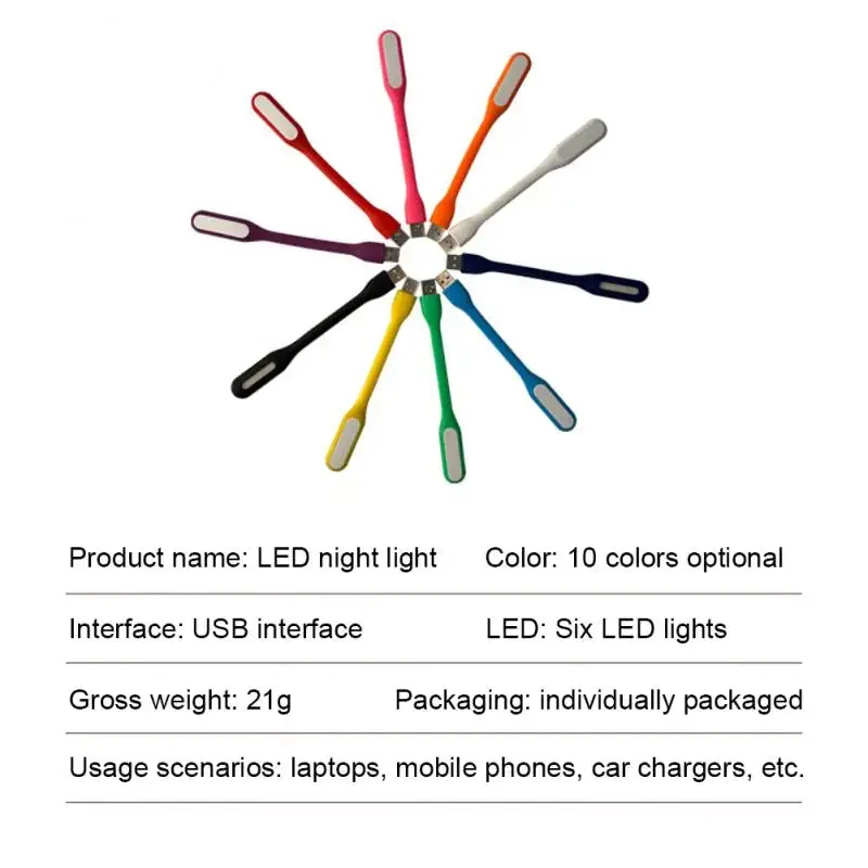USB 5V LED Book Reading Light Lamp Mini Travel Table Lamp For Power Bank PC Notebook Laptop Flexible Bendable Night Light
