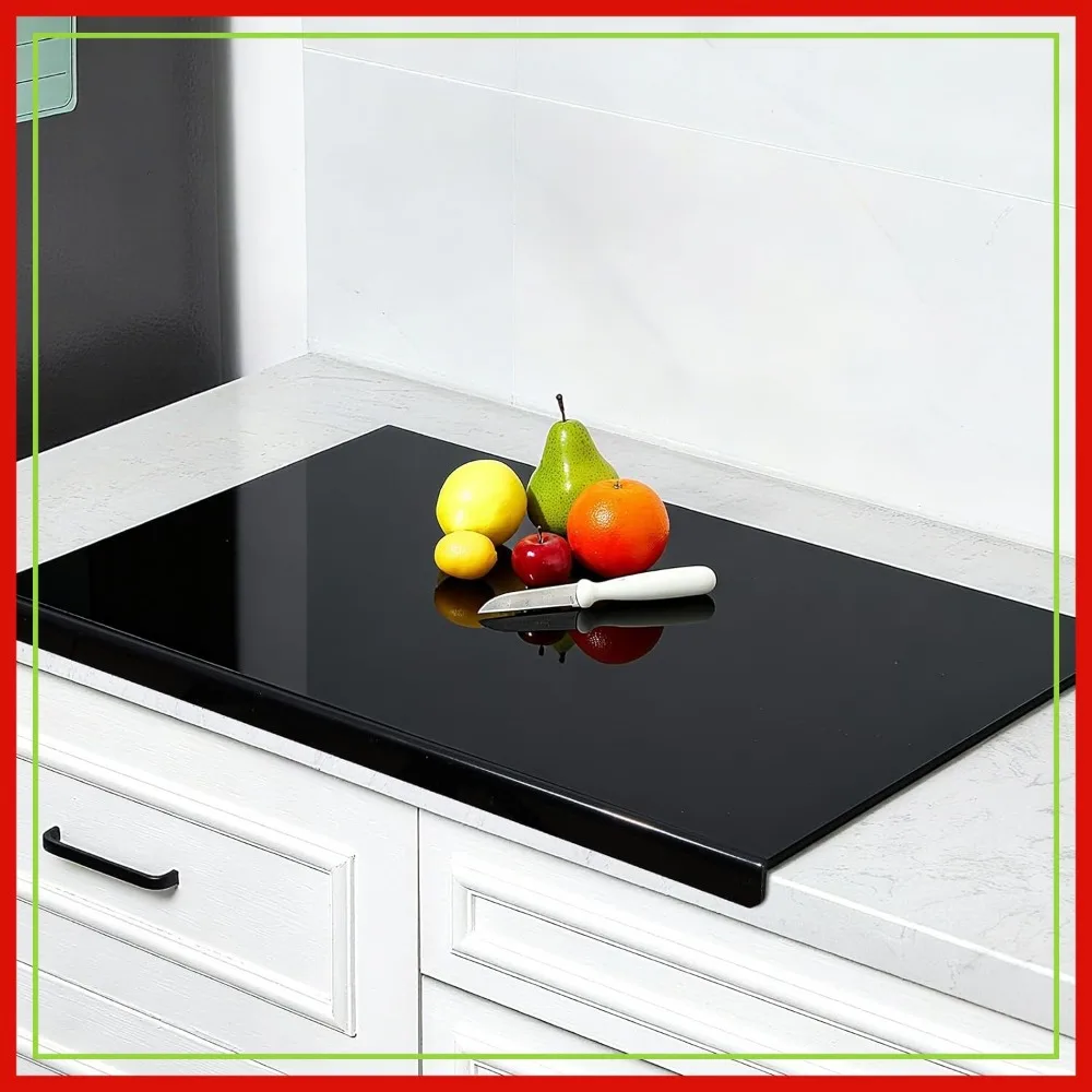 

Large Acrylic Cutting Board with Lip, Non-Slip, 30"L x 20"W, Black, Shatter Resistant for Kitchen Countertop