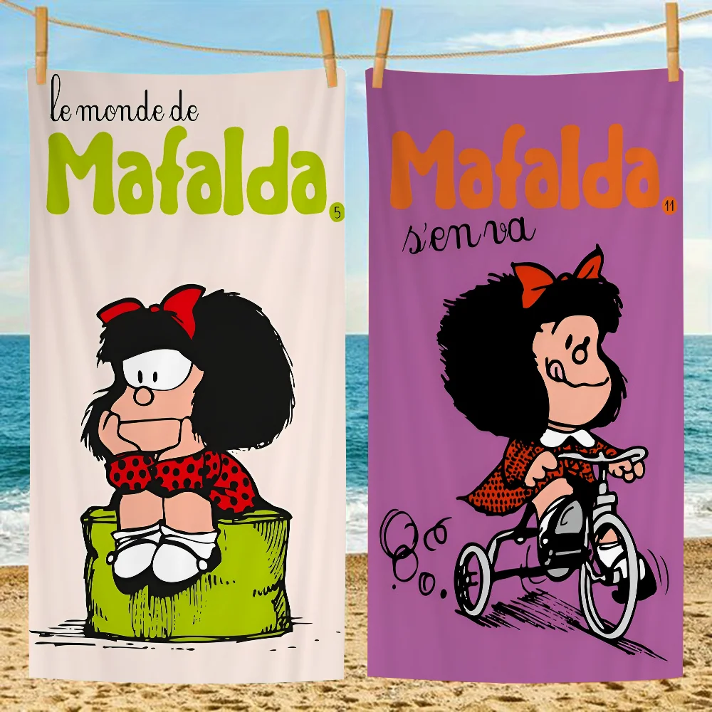 Argentina Quino Mafalda Girl Big Microfiber Beach Towels Quick Dry Towel Sand Beach Towels Pool Towel for Travel Swim Pool Yoga