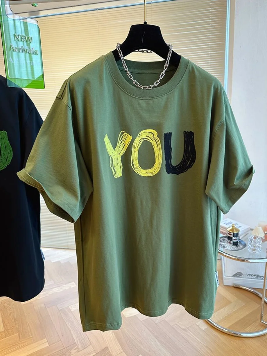 

Summer Pure Cotton ort Sve Casual Top for Men And Women Trendy Brand Clothing round Ne Regular Fit Big Size Men's irt
