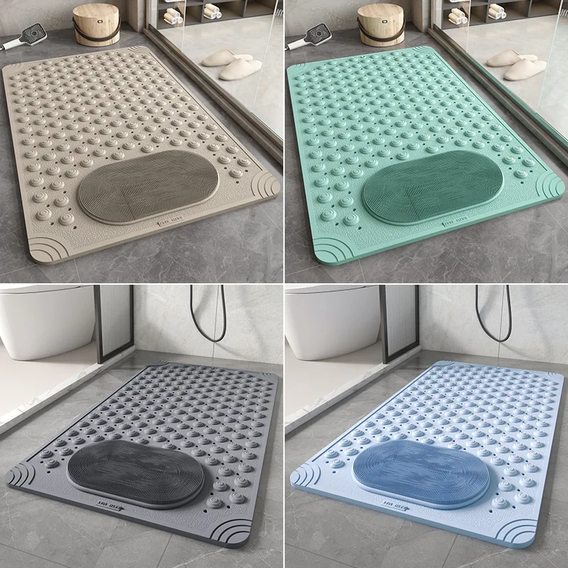 TPE Bathroom Anti Slip Mat Shower Anti Fall Home Pad Bath Room  Waterproof Massage Suction Cup Floor Mat