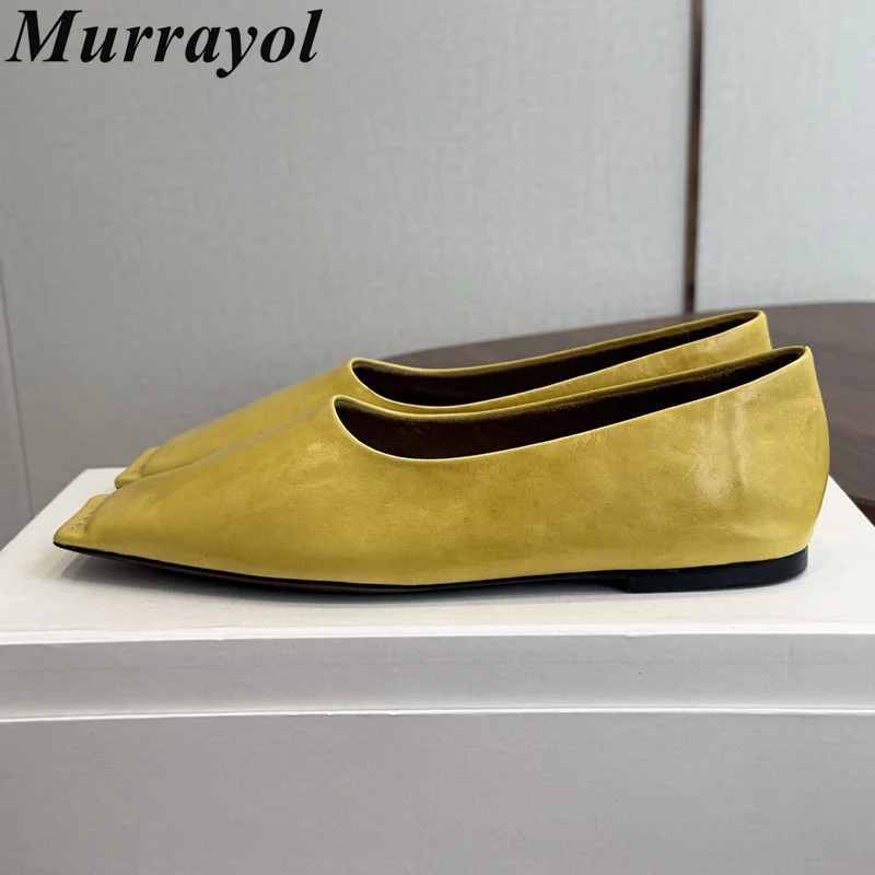 Lazy Loafers Women Real Leather Shllow Mouth Flats Single Shoes Ladies Spring Autumn Lightweight Vacation Walking Shoes 2026