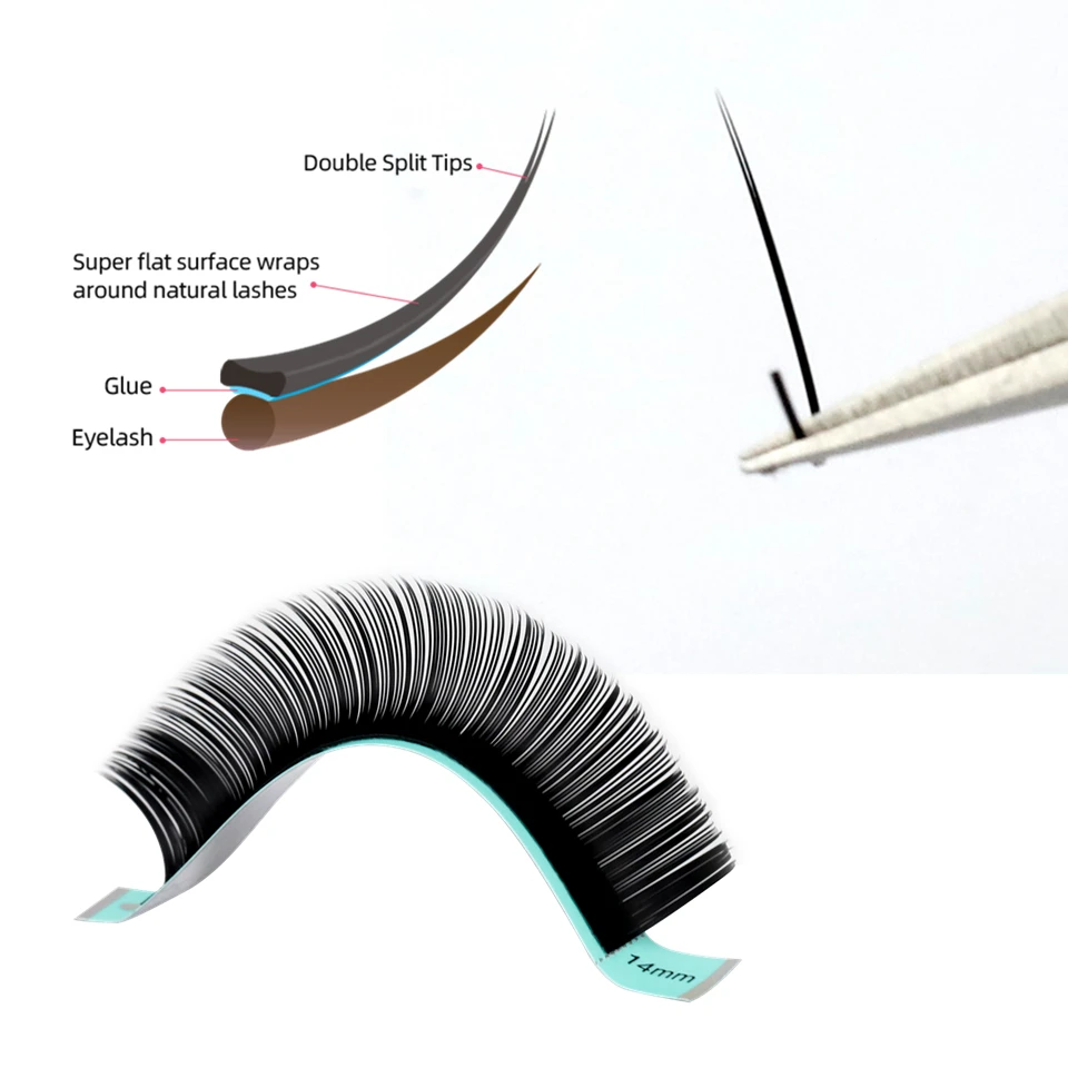 Lashrujade Flat Ellipse Eyelashes Soft Split Tips Premium Ellipse Flat lashes Cashmere Eyelash Extensions Individual Flat Cilios