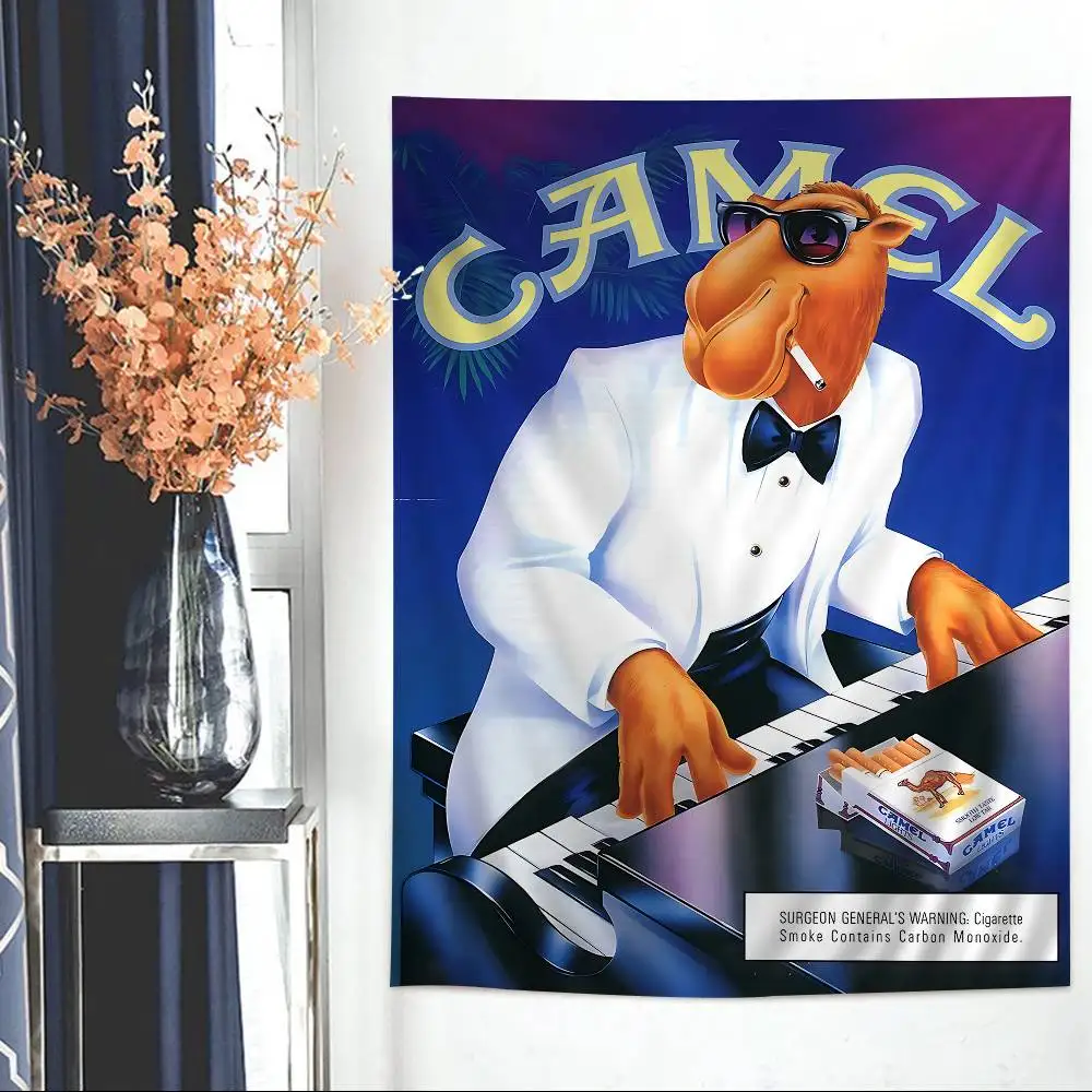 retro Vintage C-Camel brand Cigarettes Printed Large Wall Tapestry Indian Buddha Wall Decoration Witchcraft Bohemian Hippie Wall