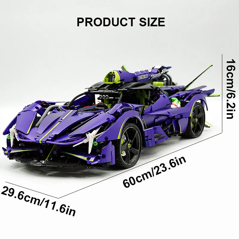 Guly 10614 Technical Purple Plating MOC Super Sprots Car Model Building Blocks Bricks DIY Puzzle Toys Birthday Christmas Gifts