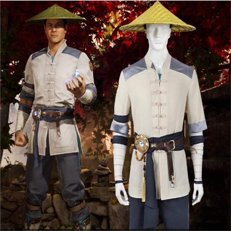 Mortal  Kombat Raiden Cosplay Costume Uniform Tops Pants Adult Men Fantasia Halloween Carnival Outfits