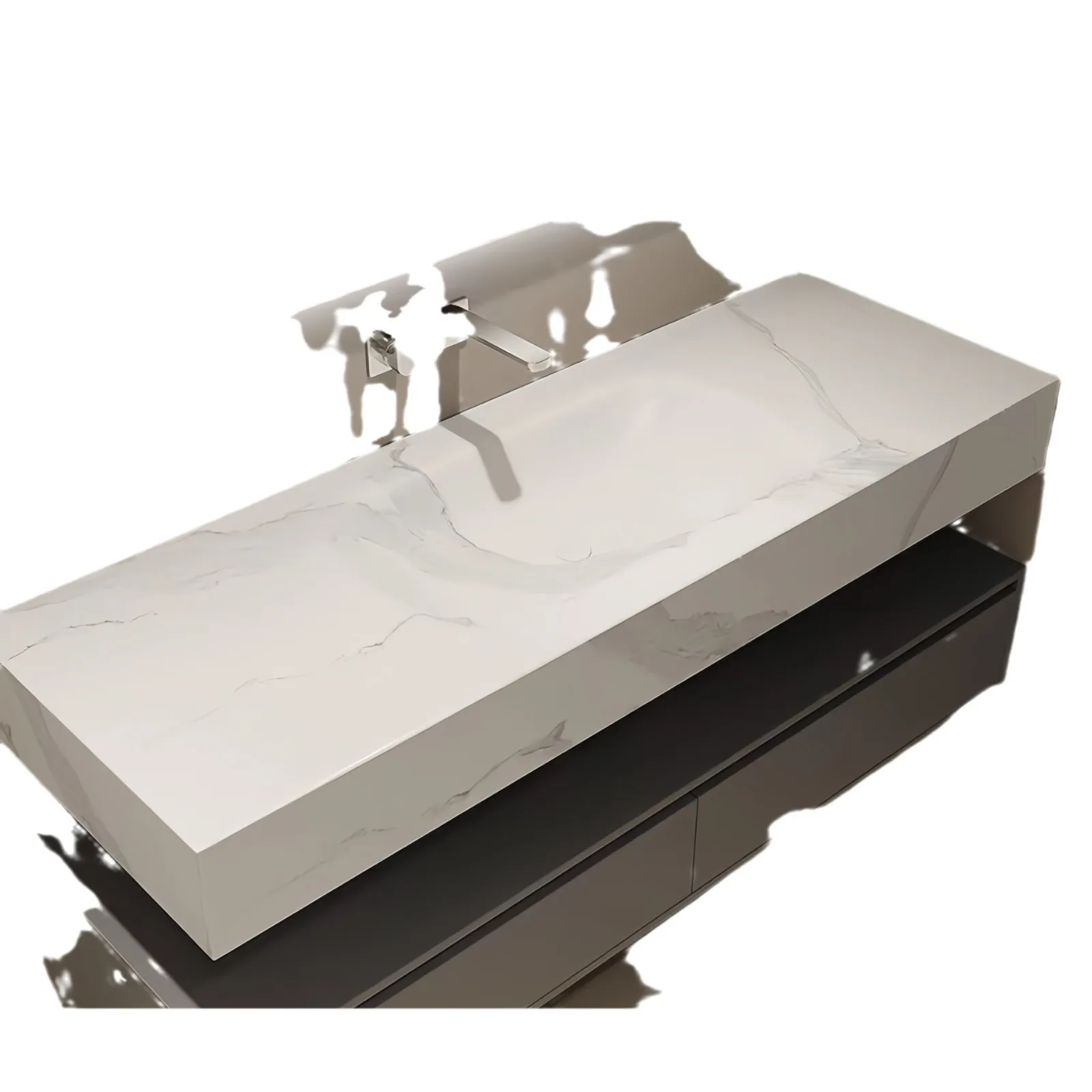 rock slab hot bending integrated basin bathroom cabinet, toilet, smart bathroom cabinet combination, face and hands
