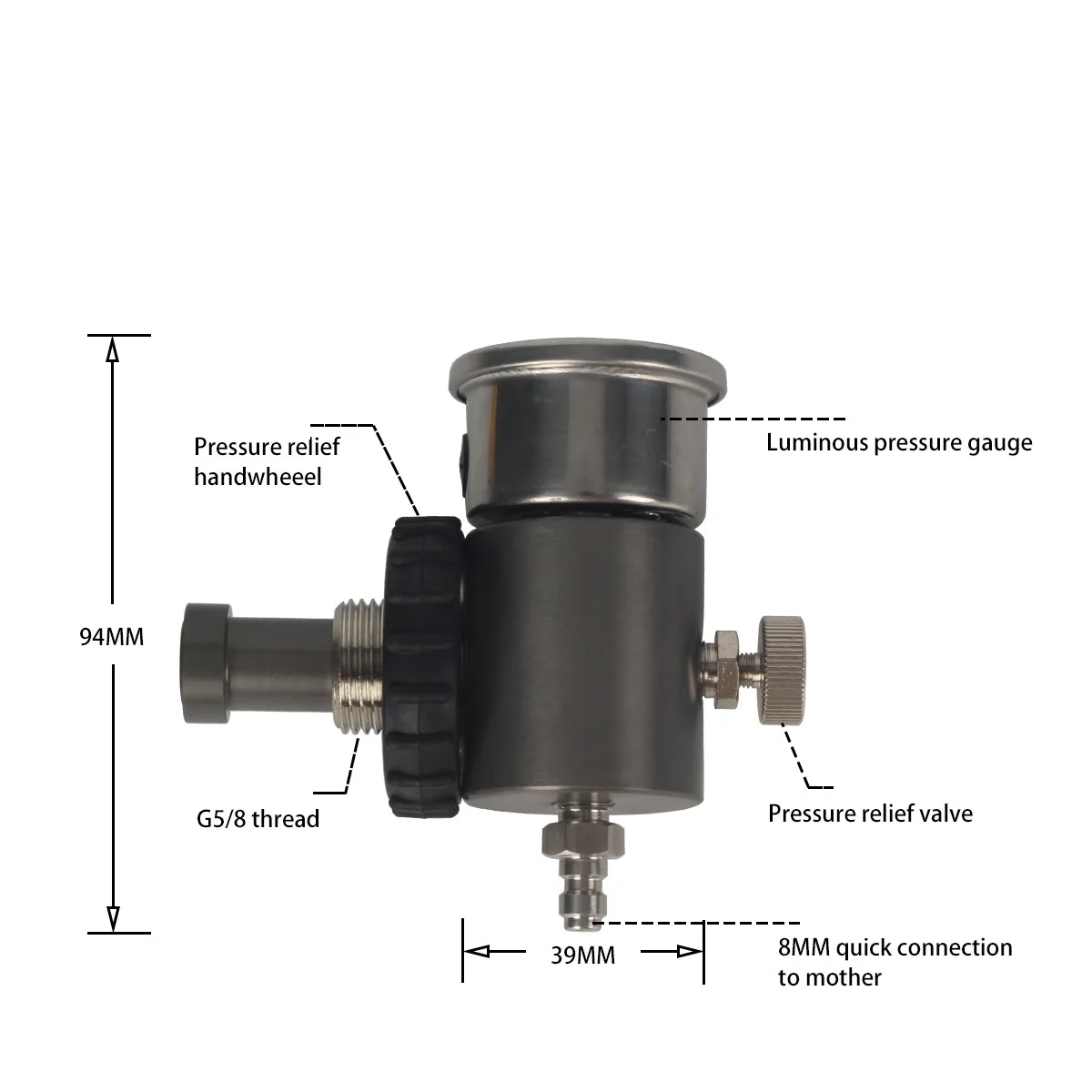 1pc G5/8 Cylinder Valve Adapter Aluminium Oxygen Cylinder Adapter Type D For Larger High Pressure Cylinders To Smaller Fittings