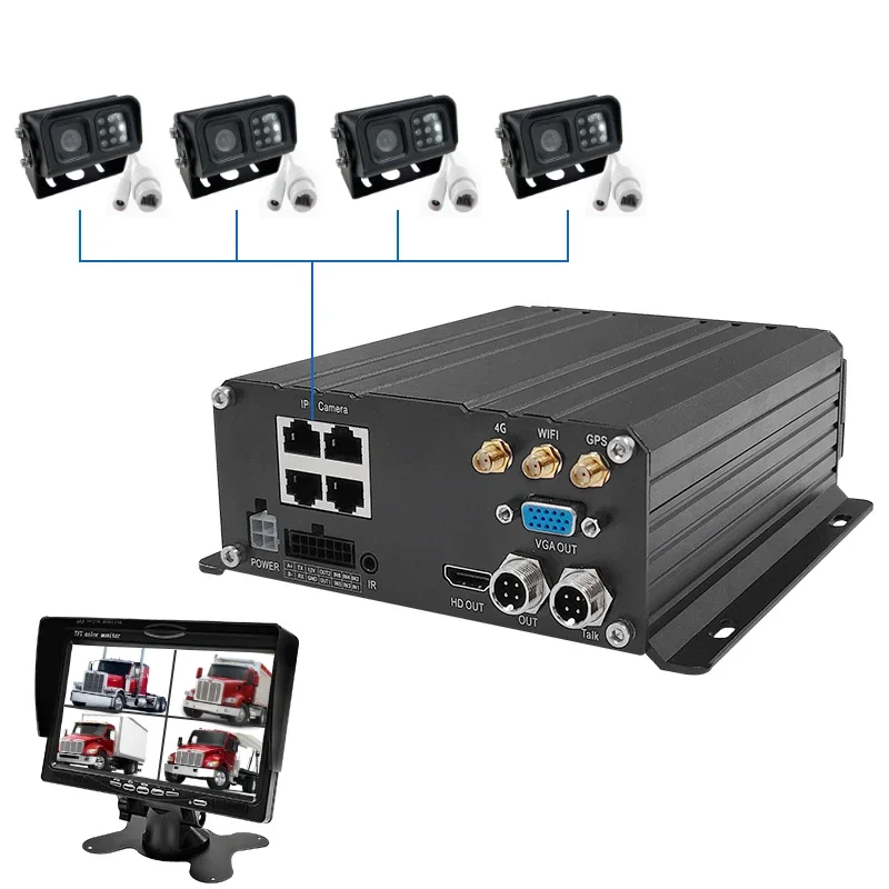 4CH 1080P MNVR Mobile NVR Vehicle Car DVR MDVR Video Recorder System 4G WIFI GPS ADAS DMS BSD for Truck Van Bus 4Channel MNVR