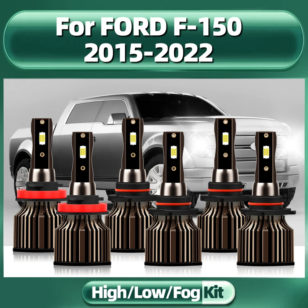 

TEENRAM 6PCS Automobile Headlamp 9005 High Beam H11 Low Beam LED 20000LM 9140 Auto Fog Lamps For FORD F-150 2015-2022