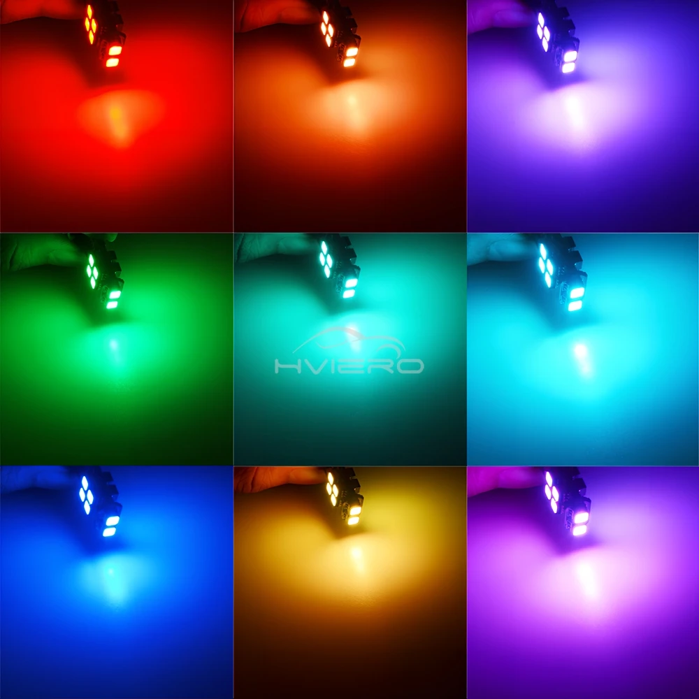3535 RGB 10LedT10 W5W RF 제어 돔 독서 조명 방향 지시등 194 168 자동차 통관 번호판 위치 트렁크 램프 DC 12V