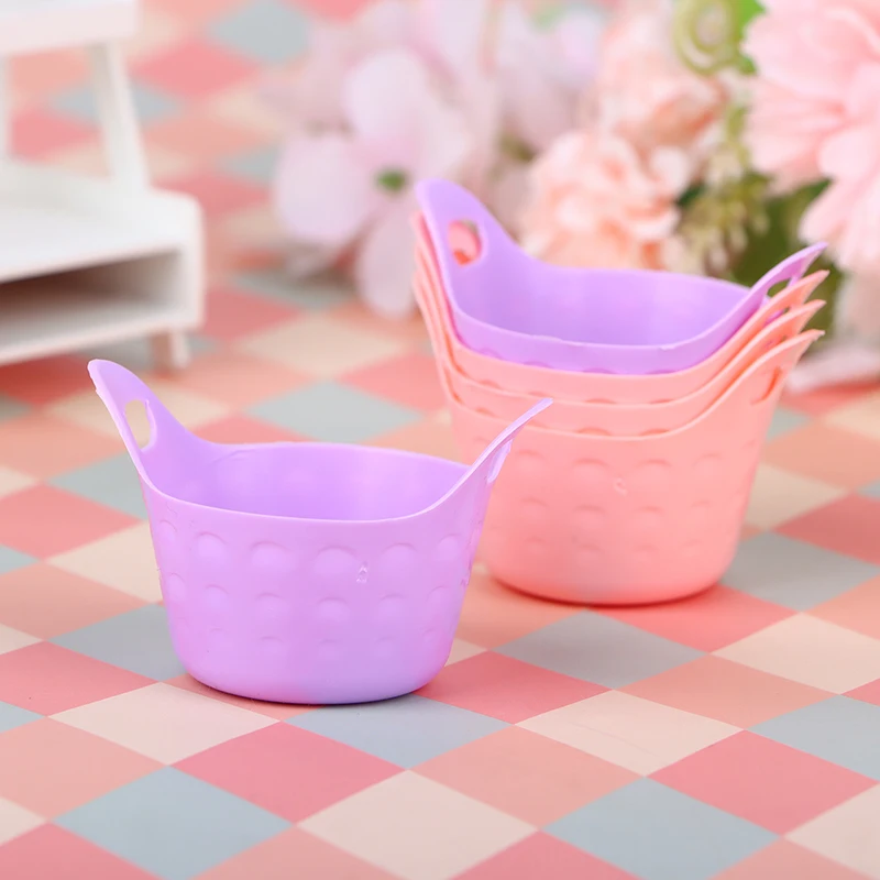 

5pcs 1/12 Dollhouse Miniature Clothes Storage Basket Dirty Laundry Basket Home Bathroom Decorative Accessories