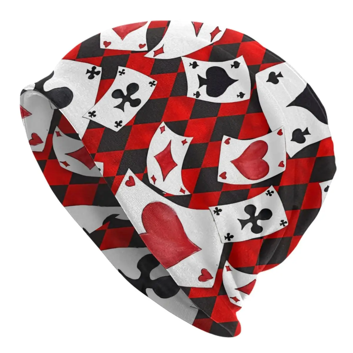 Playing Cards Pattern Men Women Thin Beanies Windproof Ski Cap Double Layer Fabric Bonnet Hat