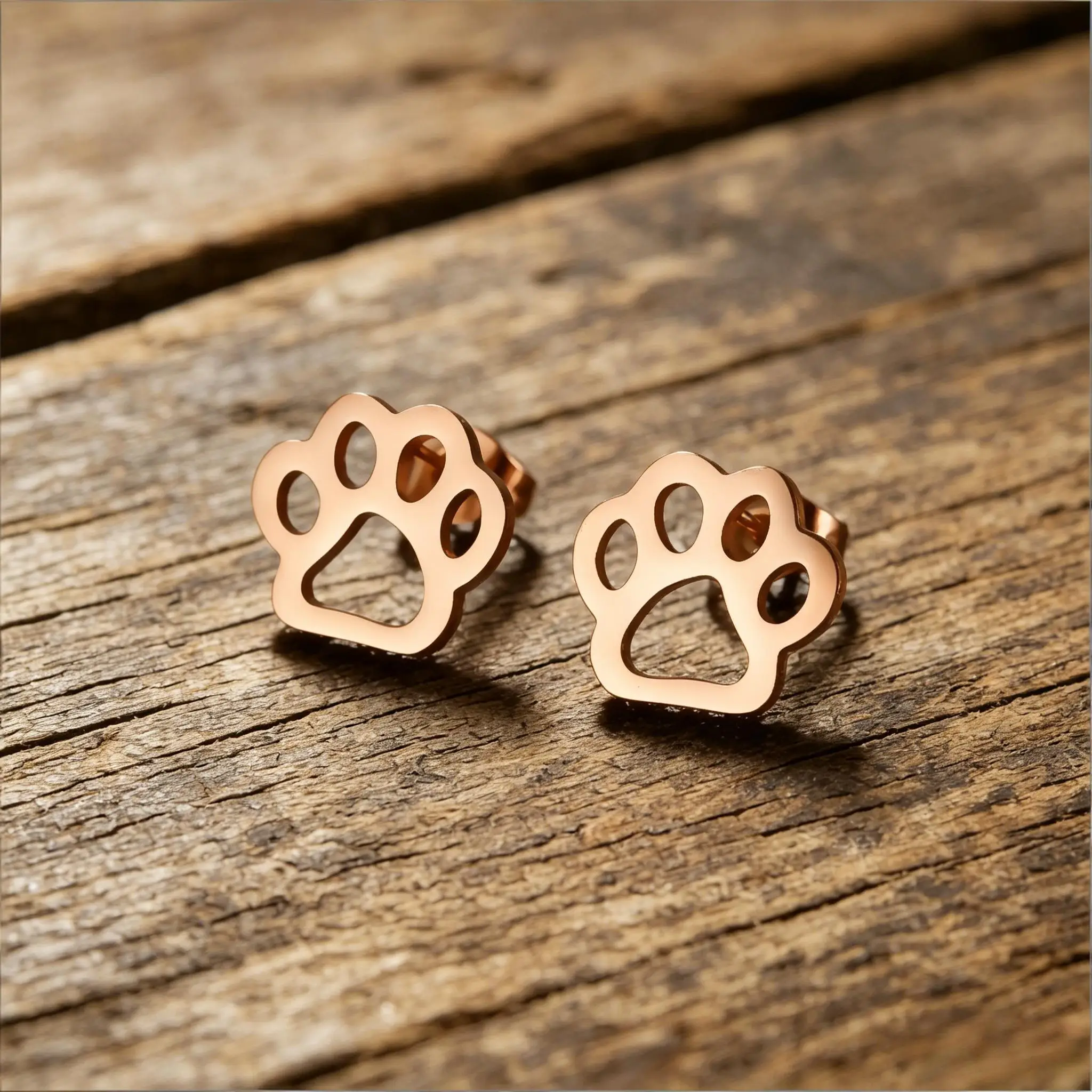 Cute Tiny Dog Paw Stud Earrings for Women Puppy Stainless Steel Ear Piercing Bijoux Femme Post Dog Jewelry Accessories