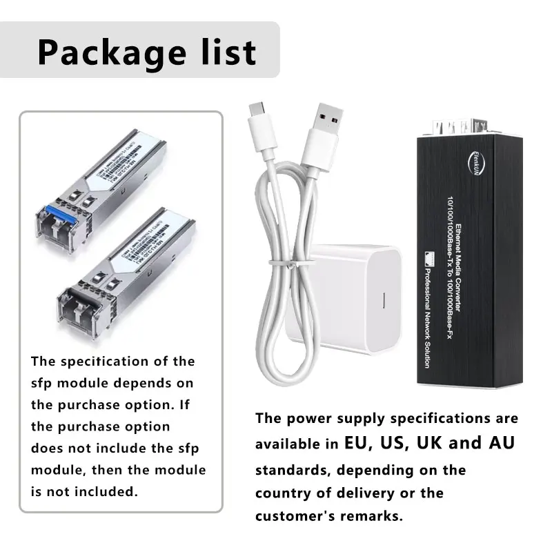 Mini Gigabit SFP Media Converter Ethernet to SFP Media Converter 10/100/1000Mbps RJ45 to Fiber Optical Transceiver 5V DC