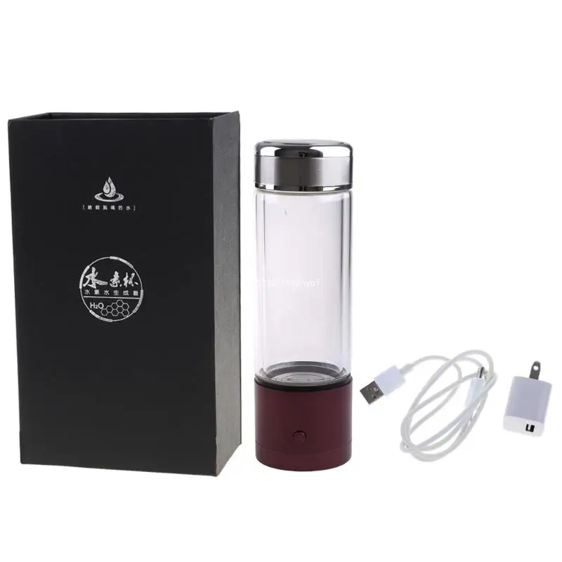 Hydrogen Rich Water Generator Bottle Glass Cupbody SPE & PEM Dual Chamber Maker lonizer Inhalation Device Dropship