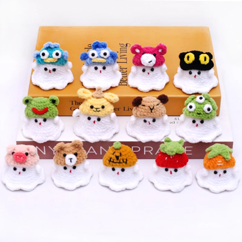 

Cartoon Cute Animal Specter Dolls Handmade Crocheted Frog Pig Bear Pendant Keychain Car Backpack Decor DIY Accessories Halloween