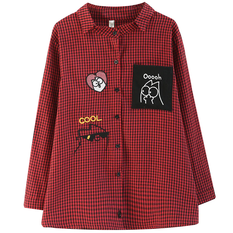 เสื้อผู้หญิงไซส์ใหญ่ทรงหลวมสไตล์ศิลปะ แขนยาวลำลอง ใส่สบาย เหมาะกับฤดูใบไม้ผลิและฤดูใบไม้ร่วง ช่วยให้ดูผอมเพรียว ผลิตจากผ้าฝ้ายผสมอเนกประสงค์