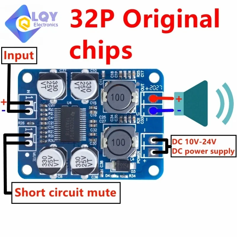 LQY TPA3118  60W Mono Digital Audio Power Amplifier Board Amp Module 32P chip original chip DC 12V-24V