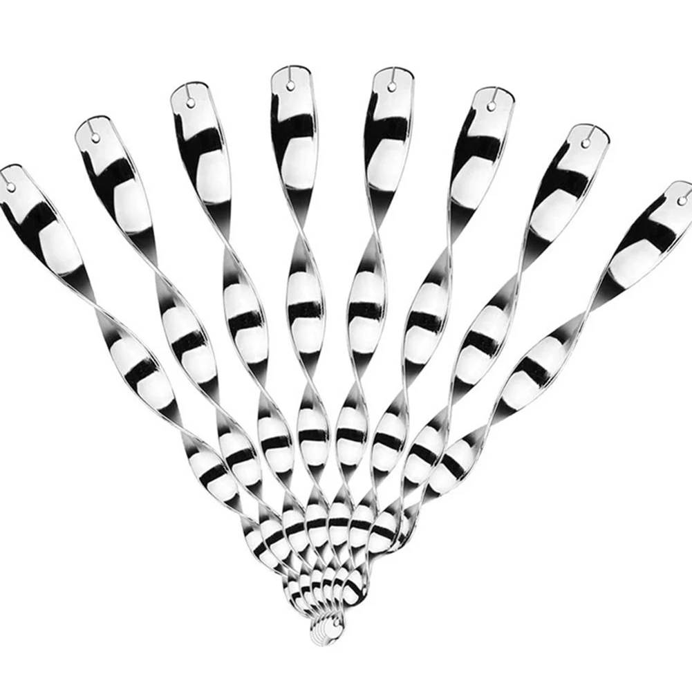 

12PCS Bird Scare Rods Silver Hanging Plastic Bird Deterrent Device, Wind Driven Rotation Reflective Scare Rods For Garden Yard