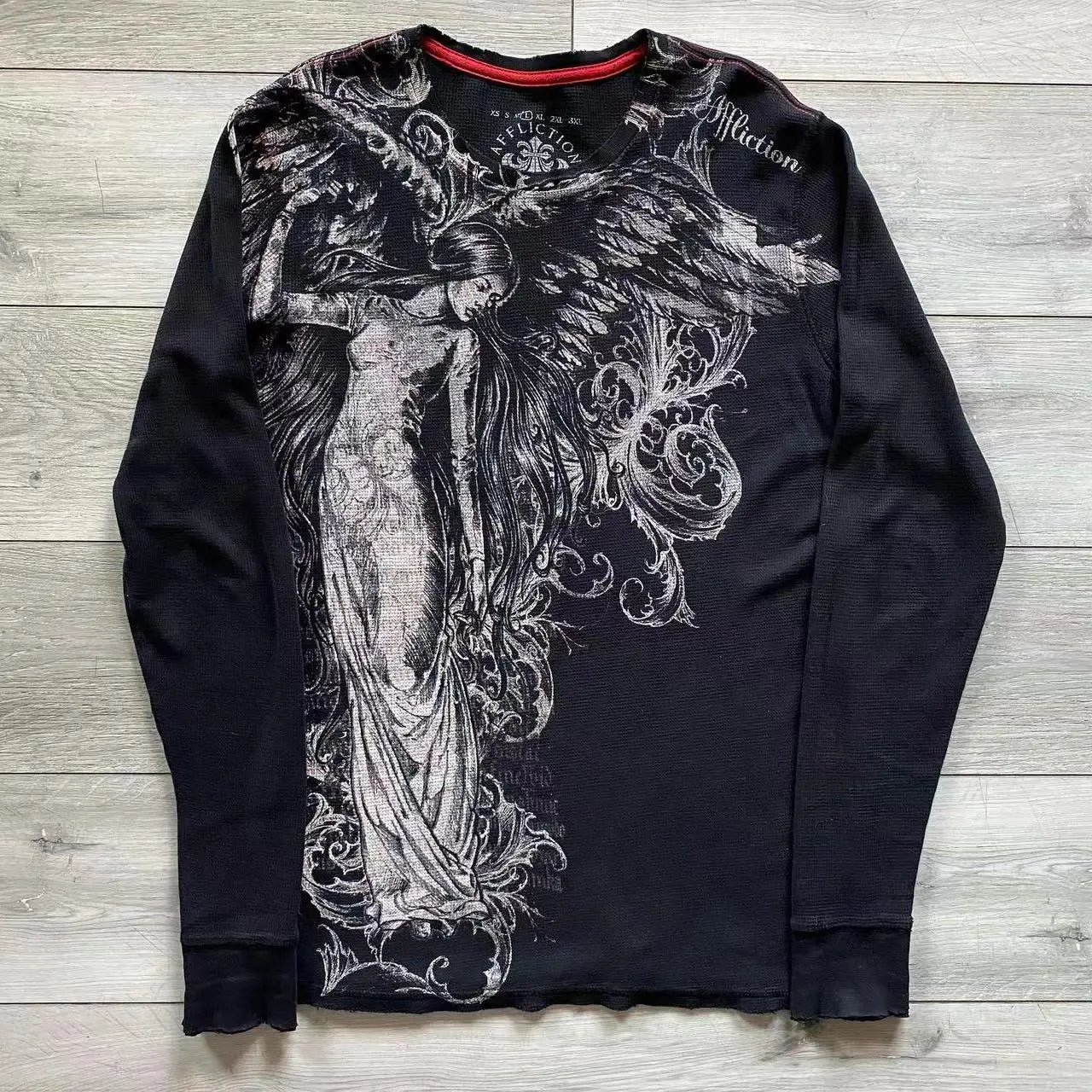 Y2K Affliction T shirt Hip Hop Round Neck Oversized Long sleeved T shirt New  Mens Womens Casual Gothic Clothing Tops Streetwear