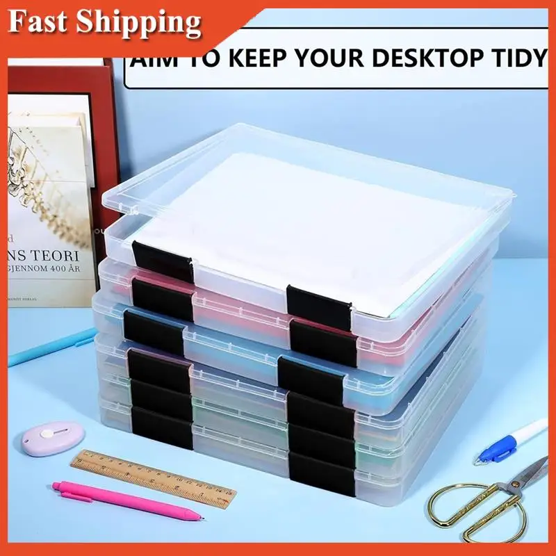 

AB97-4 Pack A4 File Box,Clear Plastic Document Storage Box,For 8.5Inch X 11Inch Letter Paper, For Magazine File