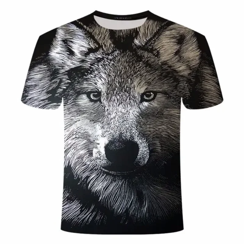 Animal Wolf 3D-Druck Sport Schnelltrocknend Atmungsaktives Herren-T-Shirt Outdoor Street Loose Comfort Vielseitiges Eltern-Kind-Kurzarm-Oberteil – Detail 12