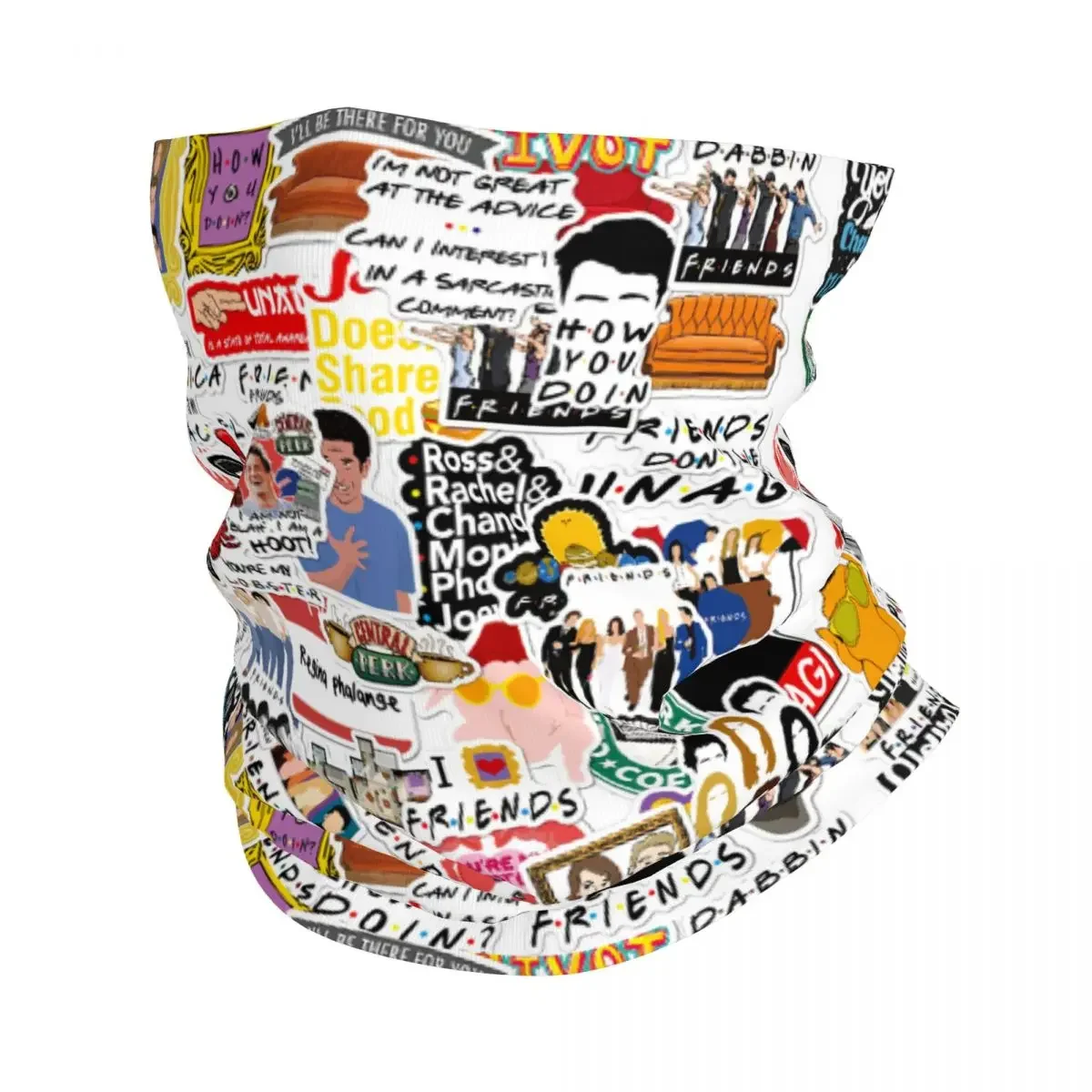 Funny TV Show Friends Collage Bandana Neck Warmer Men Women Winter Ski Tube Scarf Gaiter Face Cover