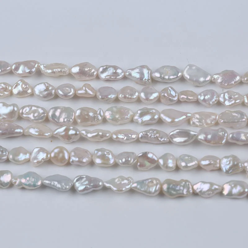 Wholesale 8-9*11-12mm natural white color freshwater keshi pearls beads strand for women jewelry making