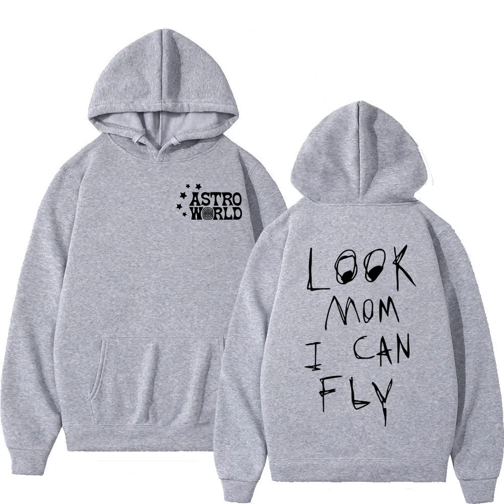 Rapper Cactus Jack LOOK MOM I CAN FLY Print Hoodie Men's Women's Fashion Hip Hop Hooded Sweatshirt High Quality Fleece Pullovers