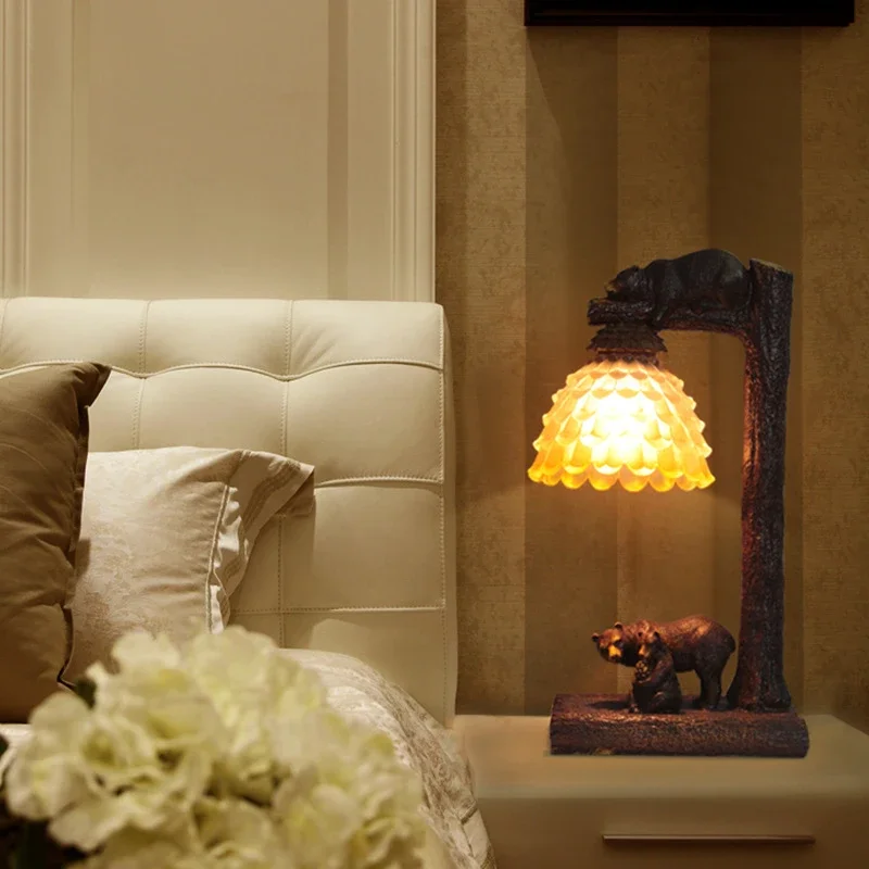 APRIL Nordic ModernTable Lamp American Retro LED Bedroom Bedside Lamp Personalized And Creative  Decorative Homestay Desk Light