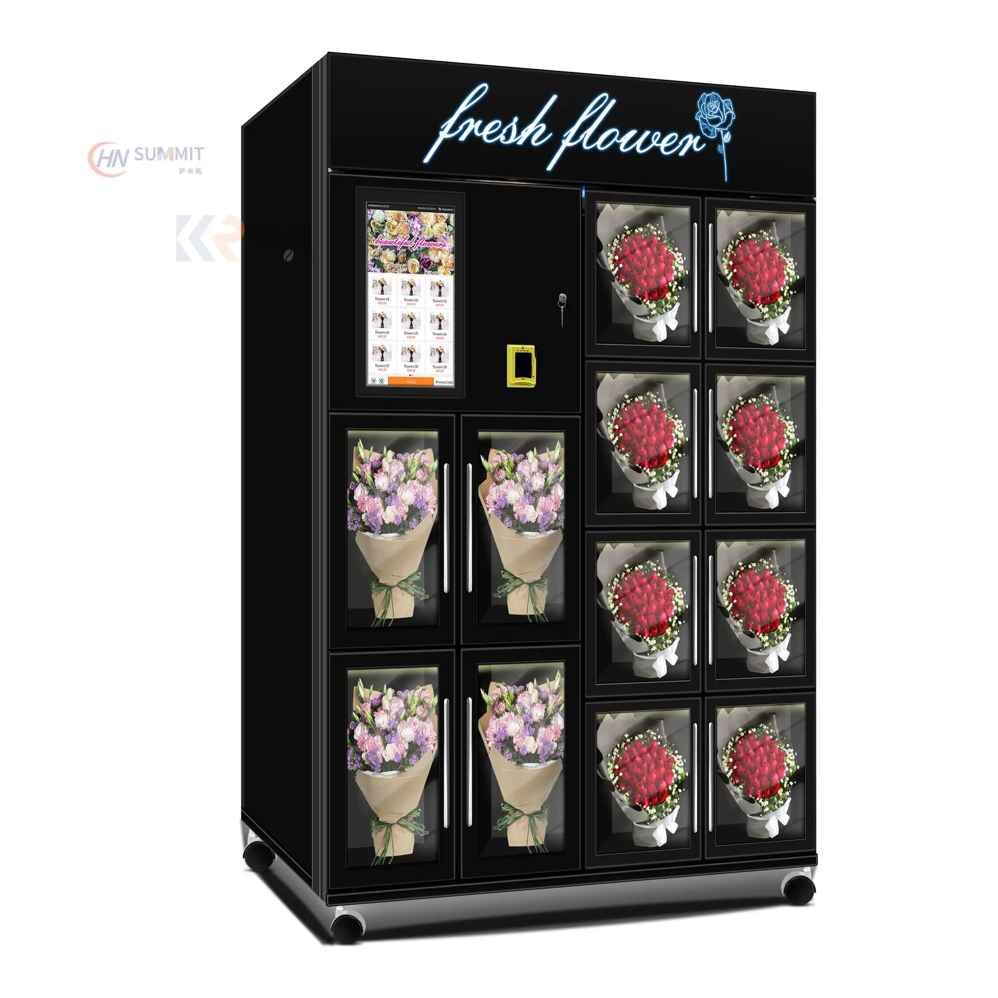 Smart Locker Vending Machine With 21.5 Inch Touch Screen Fresh Flower Vending Machine With Refrigeration and Humidification