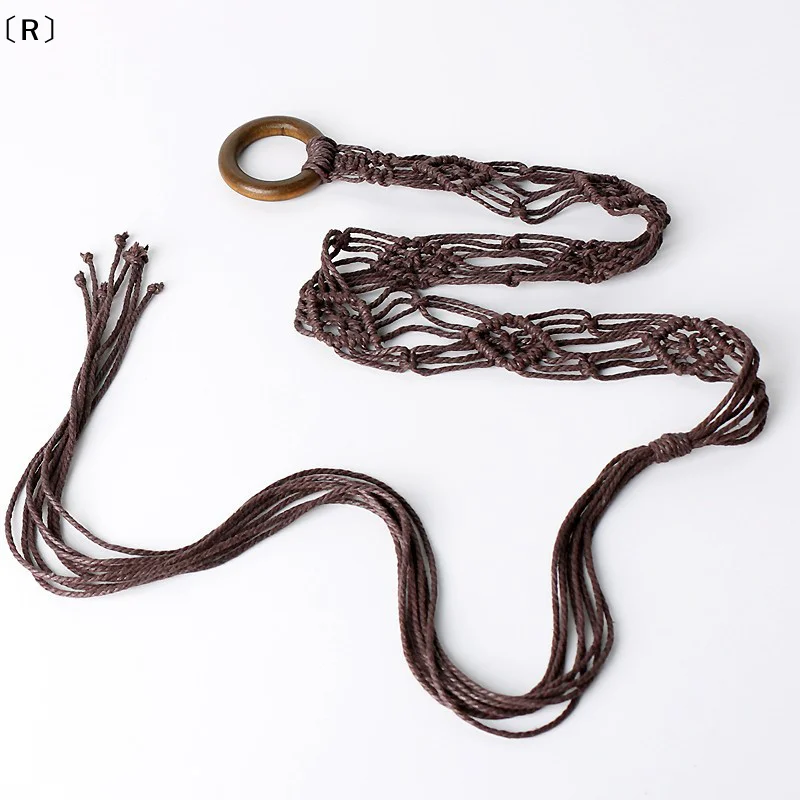 〔R〕Weaving Tassel Waist Rope For Women Versatile Dress Decoration Korean Knotted Thin Waist Rope Wax Thread Knotted Waist Belt