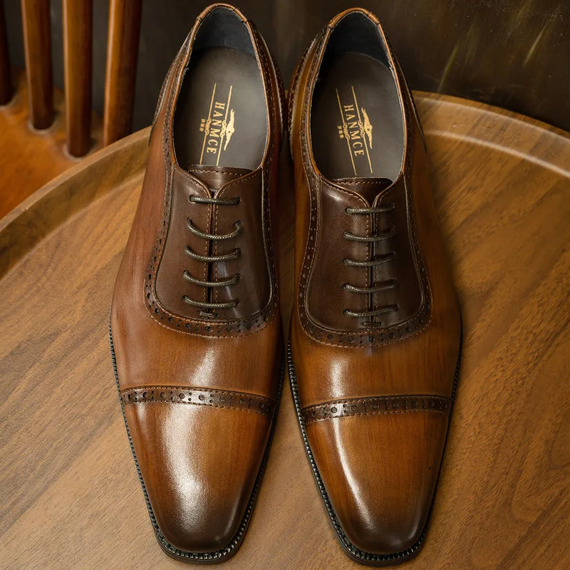 New autumn Oxford shoes, three-joint men's formal leather shoes