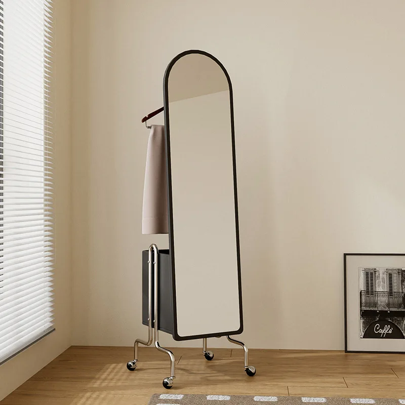 Medieval full body mirror hanging clothes rack integrated with movable bedroom for clothes to be taken off, floor to floor dress