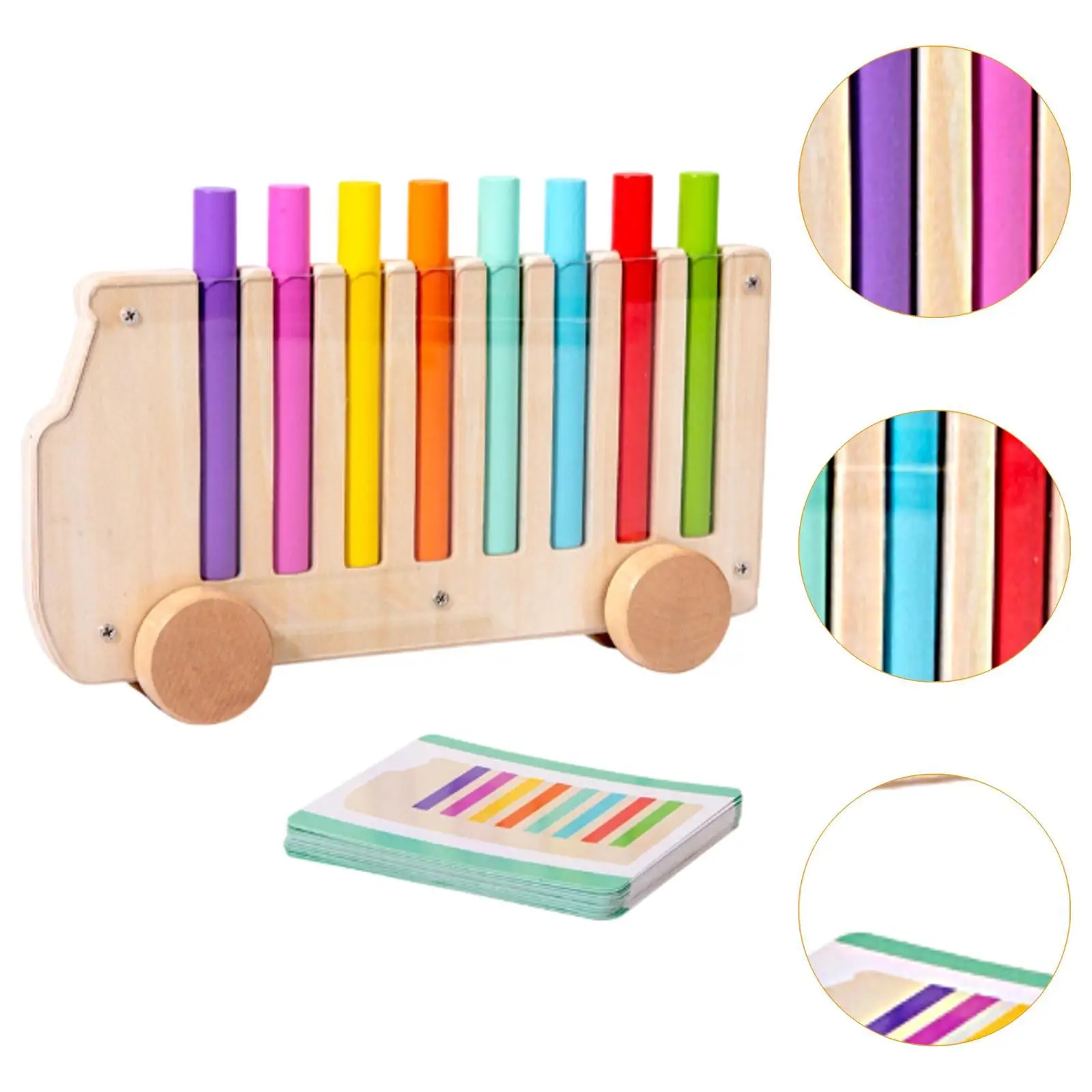 Bus in legno Stick-inserto Gioco Matematica Giocattoli educativi Bomboniera Gioco di abbinamento colori Giocattolo per asilo Soggiorno Casa Bambini