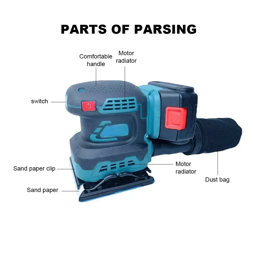 

Flatbed Sander Rechargeable Cordless Sandpaper Machine Sanding Polishing Waxing Machine Lithium-ion Electric Sandpaper