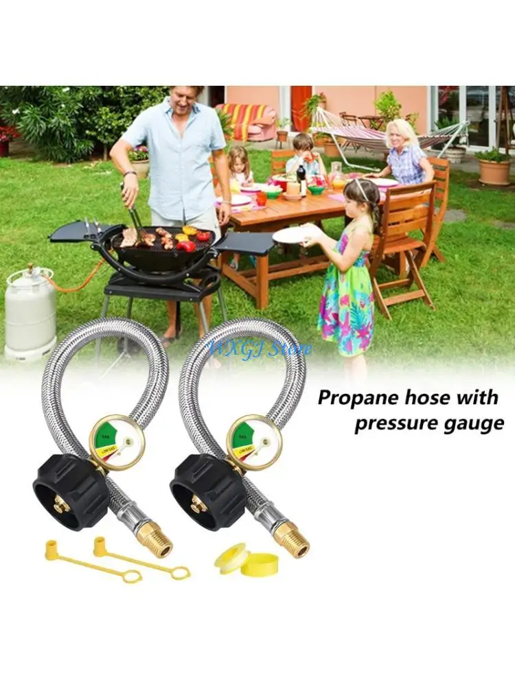 

37JE 2PCS 15" Gas Hoses Untarnished Reinforcement Bronze Fittings Hypotension Connection Set