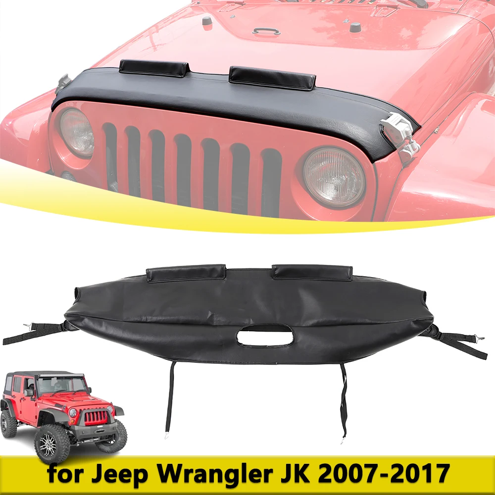 

Передний капот, бюстгальтер, защитное украшение для Jeep Wrangler JK 2007-2017, кожаный чехол на передний капот, Стайлинг автомобиля, внешние аксессуары