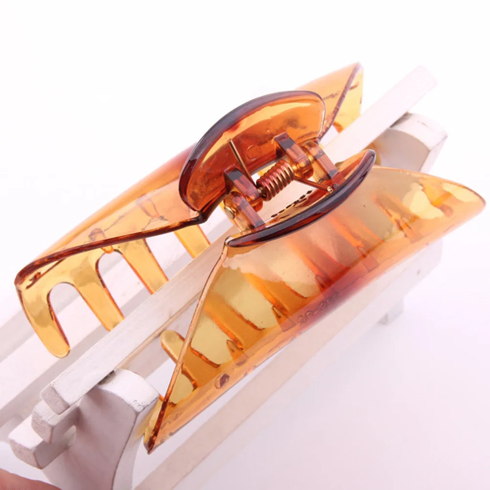 

4pcs Large Plastic Hair Clips Brown Tortoiseshell Adjustable For Women Girls Acrylic Ponytail Holder Styling Tool Hair Claws