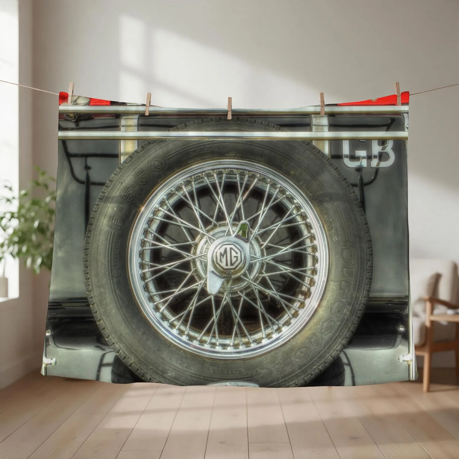 New MG Retro Vintage Spare Wheel Throw Blanket Plush decorative For Baby Luxury Throw Blankets